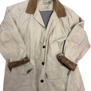 L.L. Bean Women’s Cream Chore Jacket with Brown corduroy accents